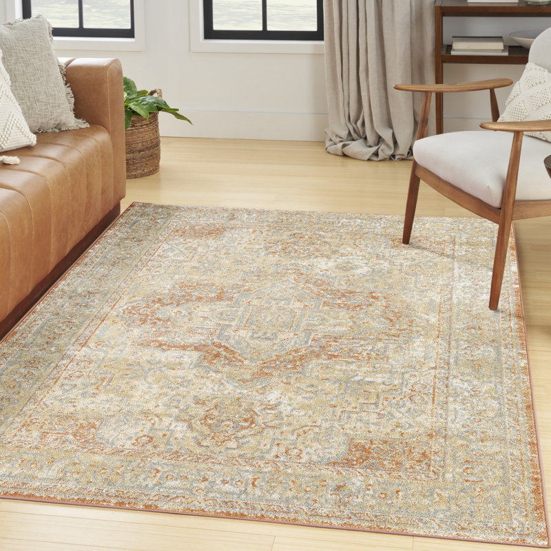 Nourison Essentials Persian Beige/Rust Indoor/Outdoor Area Rug, Rectangle 8' x 10'