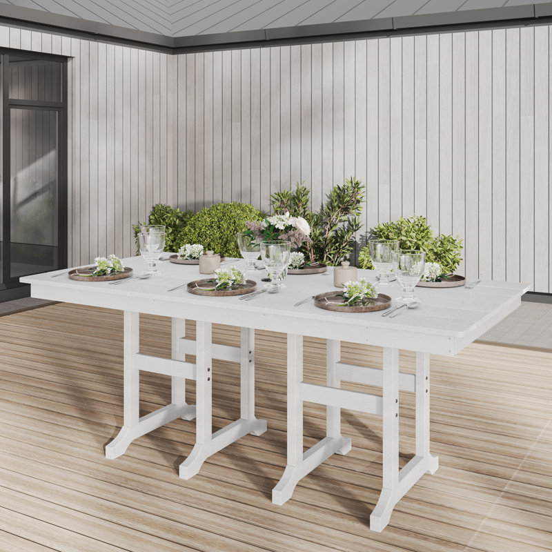 Aunye 71"W HDPE 6-Person Heavy-duty Dining Table, White