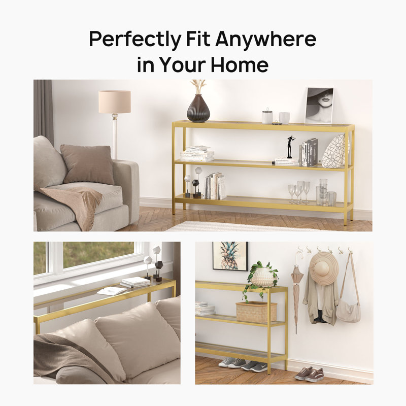 Jaiprakash Console Table, Gold, 29.33" H x 55" W x 10" D