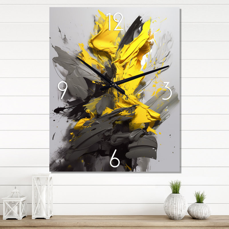 Horloge murale jaune et jaune, H 32 po x l 16 po