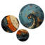 Ensemble de 3 décorations murales spirale abstraite sarcelle orange en métal
