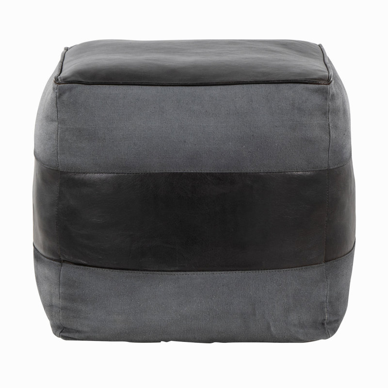 Canvas In Black Leather And Grey Canvas, Gray/Black
