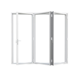 Outswing Double Tempered Glass White Aluminum Folding Biofold Patio Door 3+0