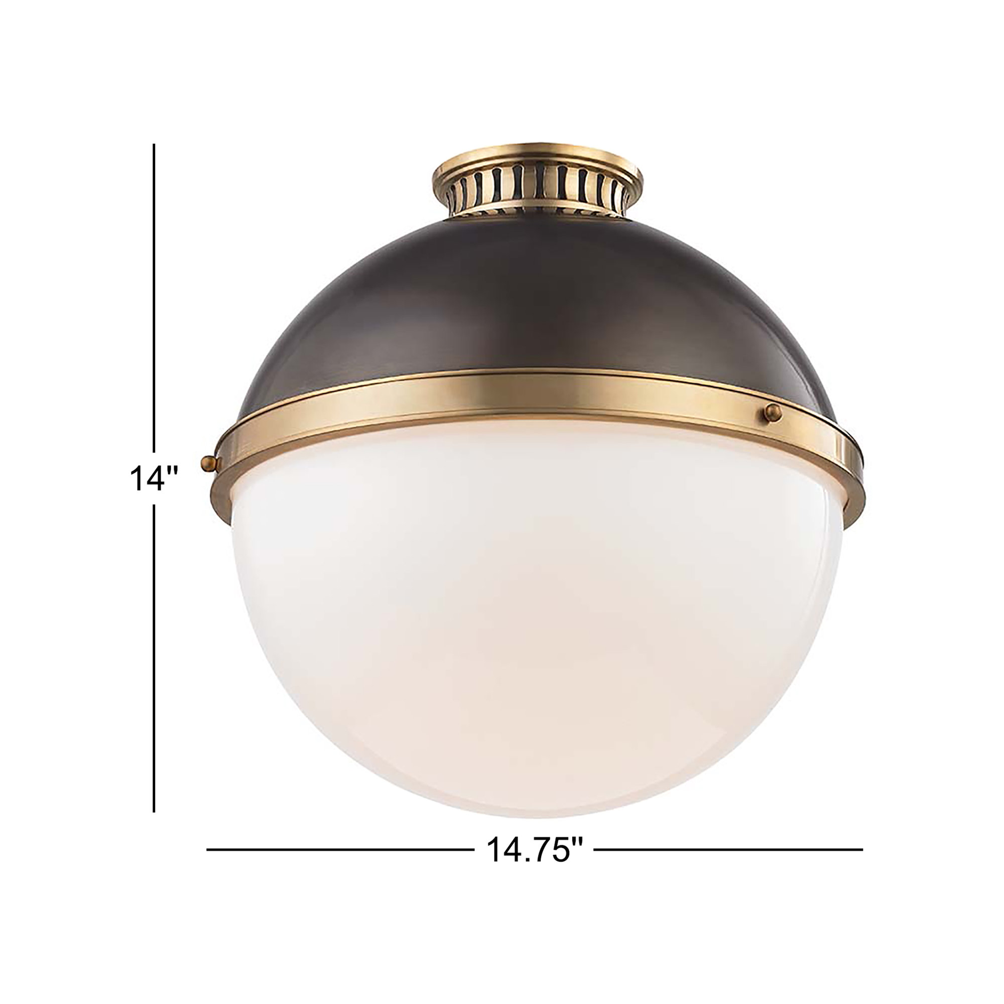 Adrianne Single Light Glass Flush Mount, 14" H x 14.75" W x 14.75" D, Aged/Antique Distressed Bronze