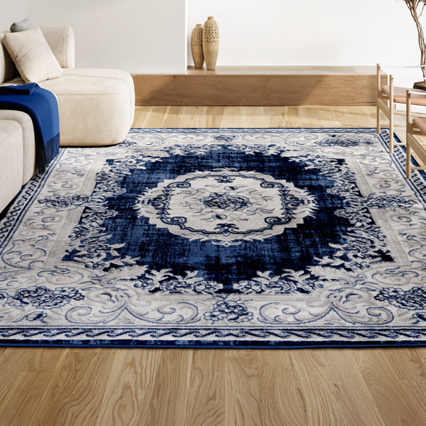 Nick Rochefort Rugs Rosdorf Park Nisbet Oriental Ivory/Navy Area Rug & Reviews - Wayfair Canada