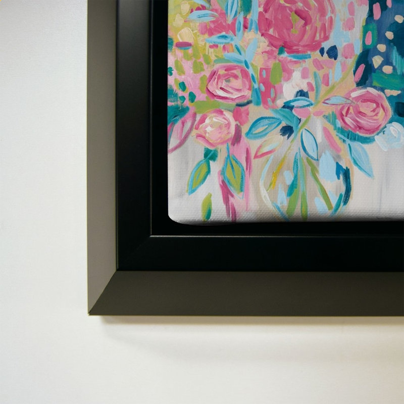 «Summer Pink Floral» par Farida Zaman - Impression sur toile, 24" H x 24" W, Black
