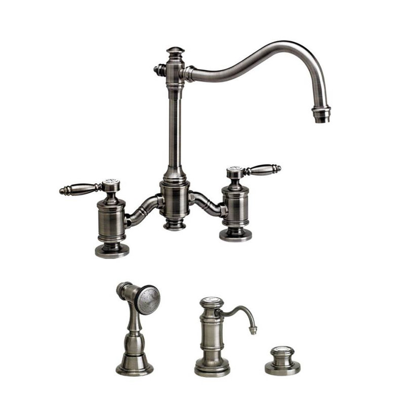 Annapolis Bridge Faucet - Lever Handles, Antique Pewter