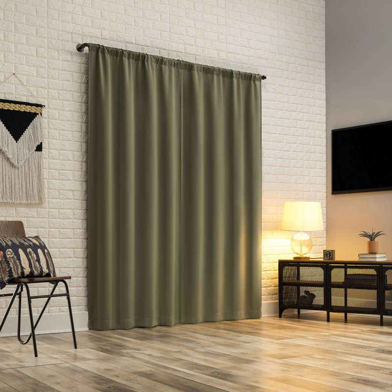 Sage Green 84" Blackout Rod Pocket Curtain Panel