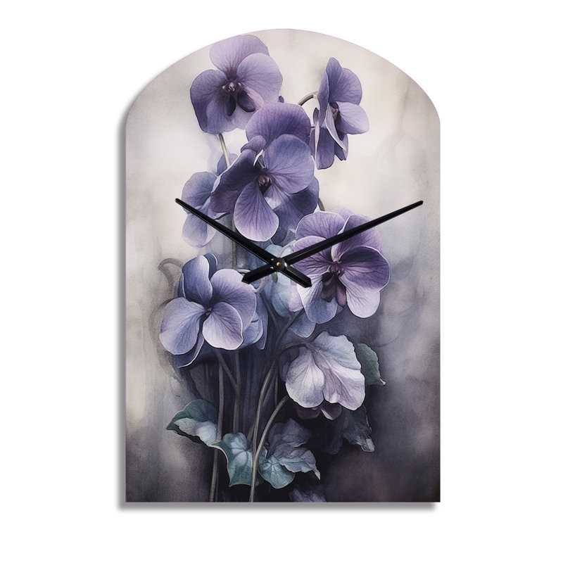 Horloge murale mauve violette violette Dream II - Floral, Grand