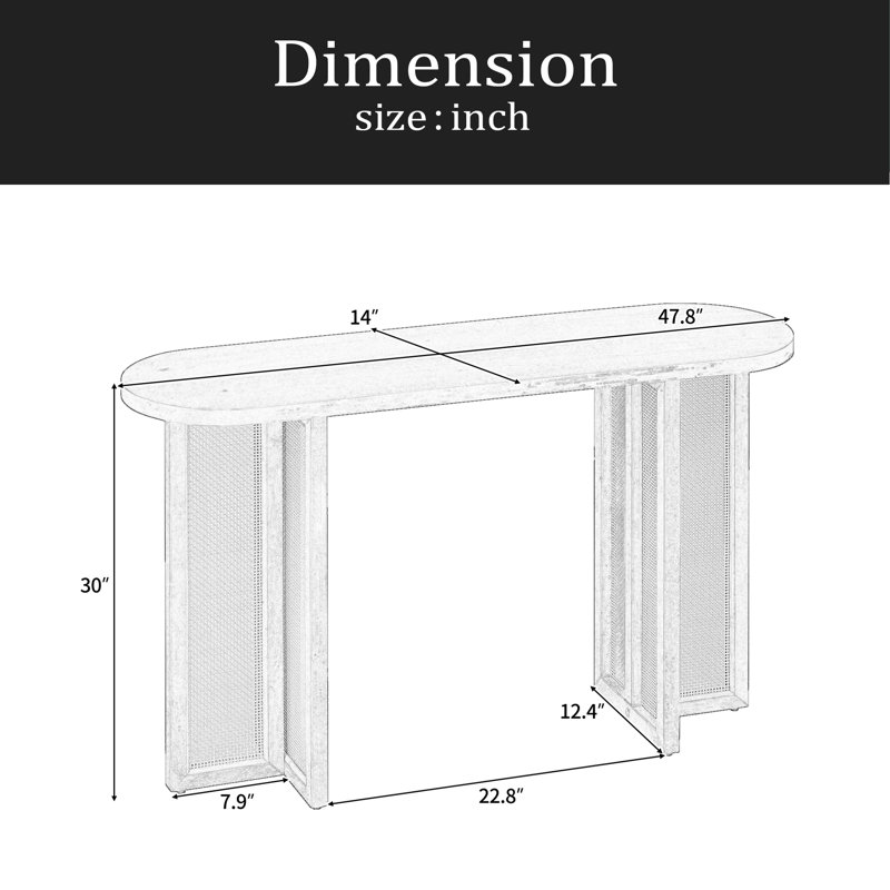 Console d'entrée en rotin de style campagnard, console étroite avec rangement, table de couloir pour le salon, entrée