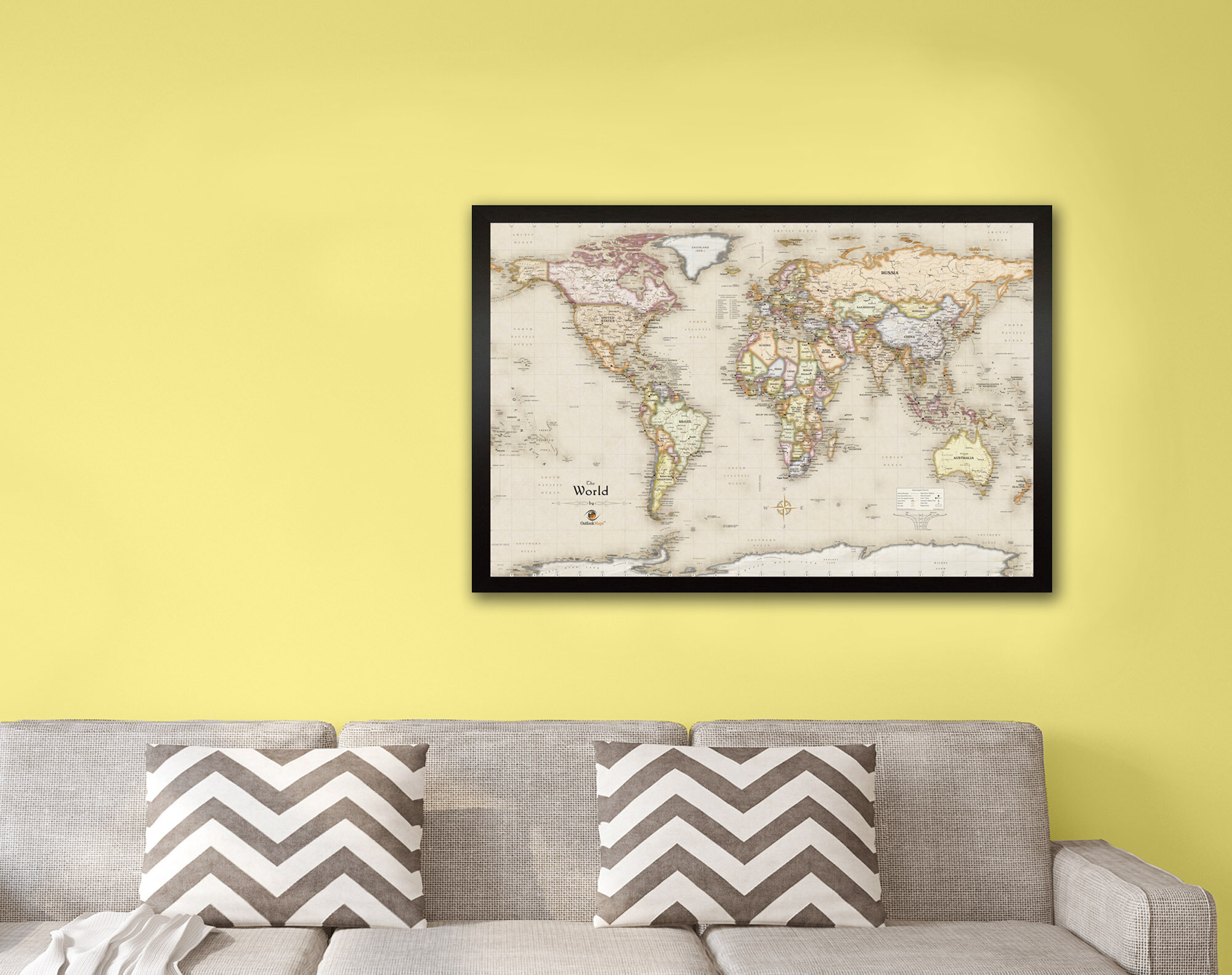 Framed Magnetic Travel World Map 