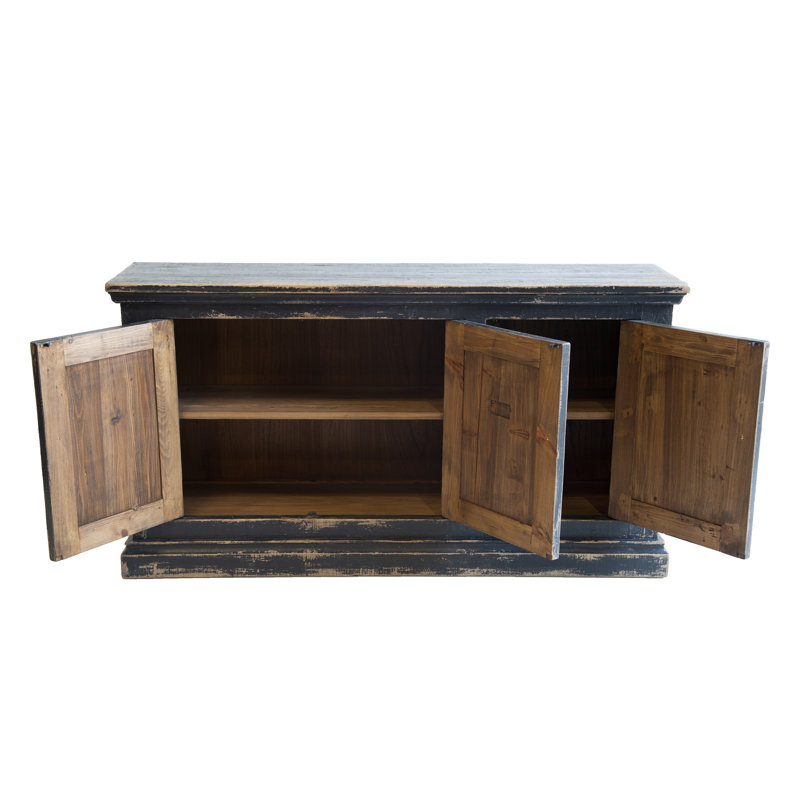 Koski 35" Tall 3-Door Cabinet, Black