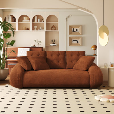  Sicilia 82'' Foldable Corduroy Sofa Bed,Upholstered Sleeper with Biscuit Back Cushions