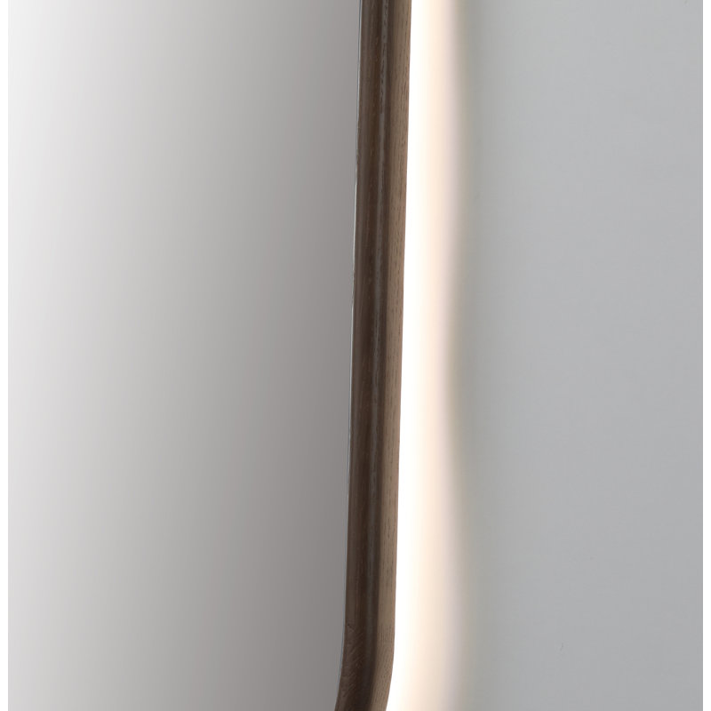 Zen LED Mirror, 39.37" x 23.62", Chestnut, Oval