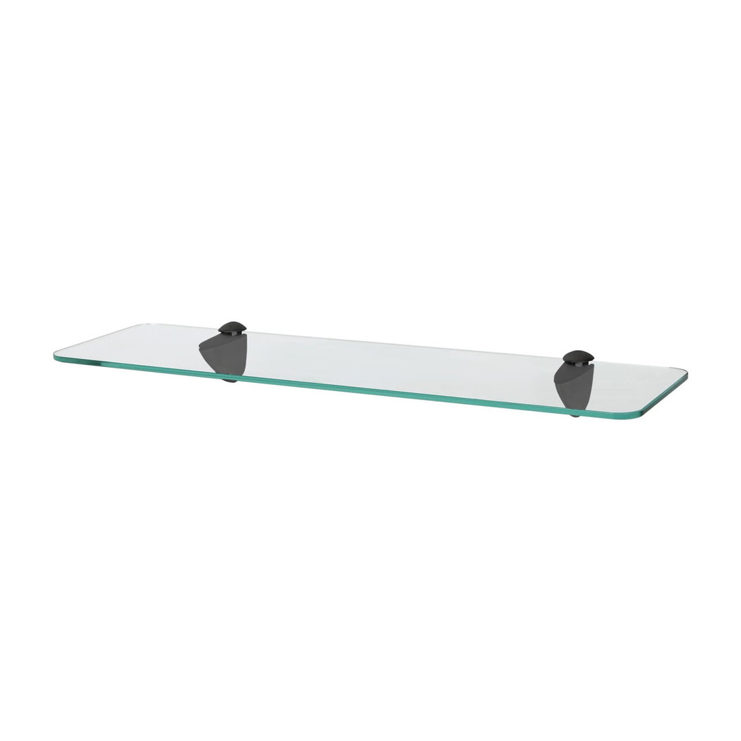 Harbour Housewares Black 50Cm Rounded Floating Glass Shelf With Fixings - Image 3