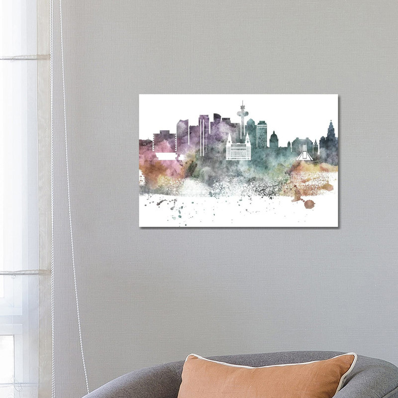 Liverpool Pastel Skyline by Wall Decor Addict - Wrapped Canvas Painting, 66.04 cm H x 45.72 cm W x 3.175 cm D