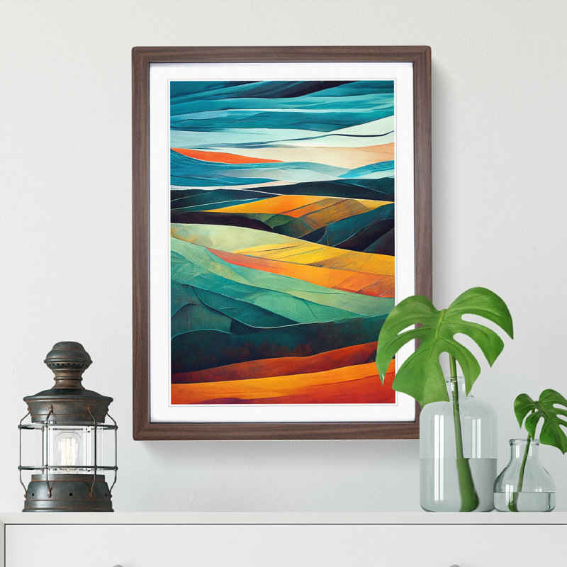 Meadow Landscape in Abstract No.3 - Framed Print, 34cm H x 25cm W, Brown