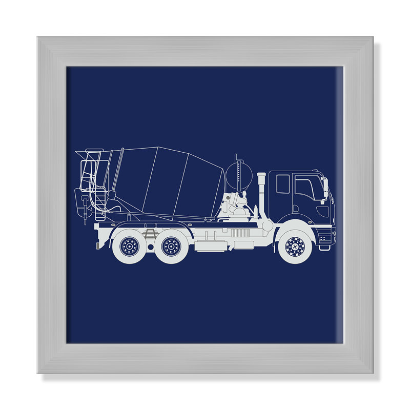 Camions Camions 1, art encadré, H 12 po x l 12 po x P 0,6 po, Encadré plat argent