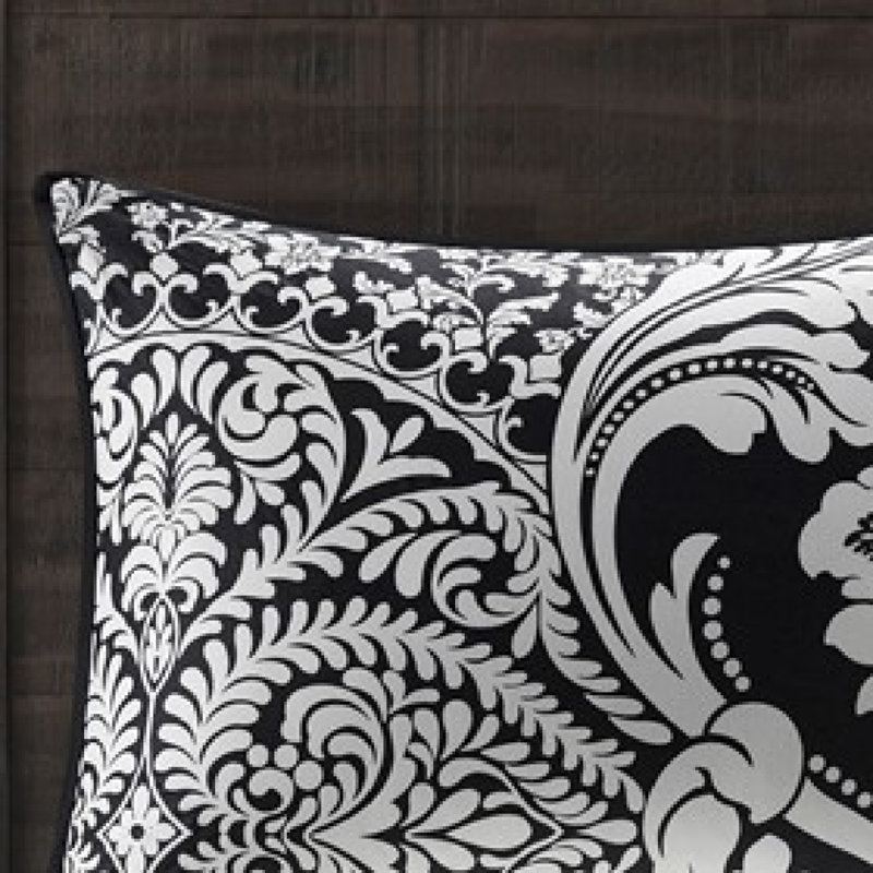 Ensemble de literie très grand noir moderne, ensemble d'édredon en coton imprimé 7 pièces, certifié Oeko Tex
