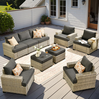 Harbin Wricker 7 - Person Outdoor Seating Group With Cushions by Red Barrel Studio