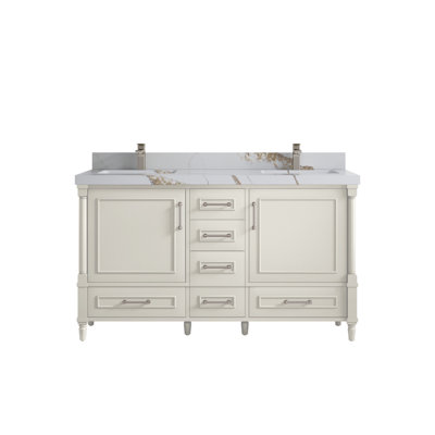 Meuble-lavabo double 60 po avec comptoir Aberdeen