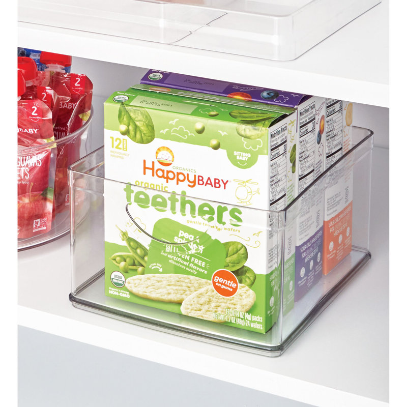 iDesign Linus Recycled Plastic Stackable Kitchen Storage Bin with Integrated Handles, Clear