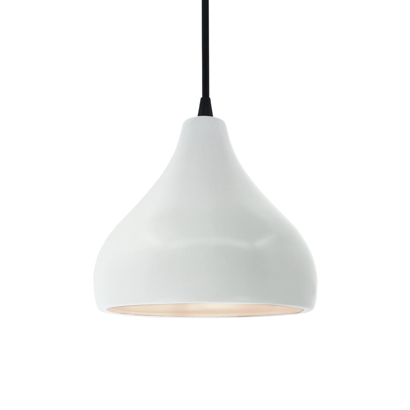 Luminaire suspendu à 1 lumière Meydan, H 7,25 po x l 8 po x P 8 po, Blanc lustré, Noir mat