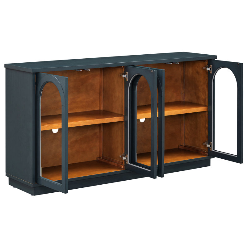 Armoire de rangement - Bleu marine. 4 portes avec tablettes réglables pour la maison. Élégant buffet bleu marine. Salle à manger. Fabrication.