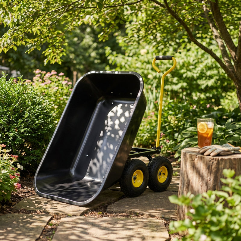 Chariot tout-terrain robuste avec fonction de déversement et pneus