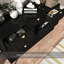 Buffet contemporain 7, finition noire, fabrication en fer, pour l'organisation de la chambre à coucher et du salon - Buffet surélevé en nid d'abeille noir