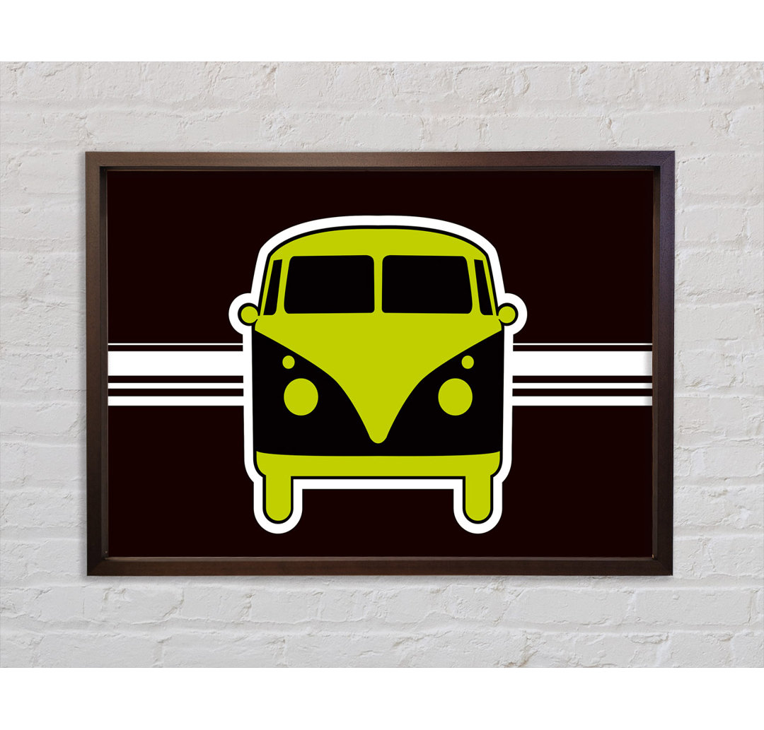 Retro Vw Camper Van Lime Green - Einzelner Bilderrahmen Kunstdrucke auf Leinwand