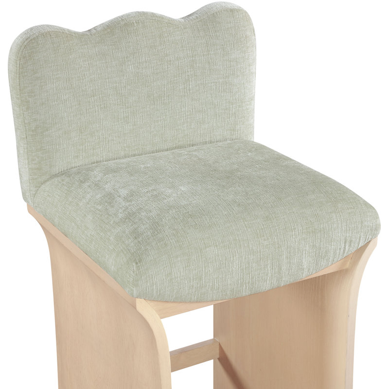 Tabouret de comptoir Shaw Cassady, Naturel, Tissu chenille menthe