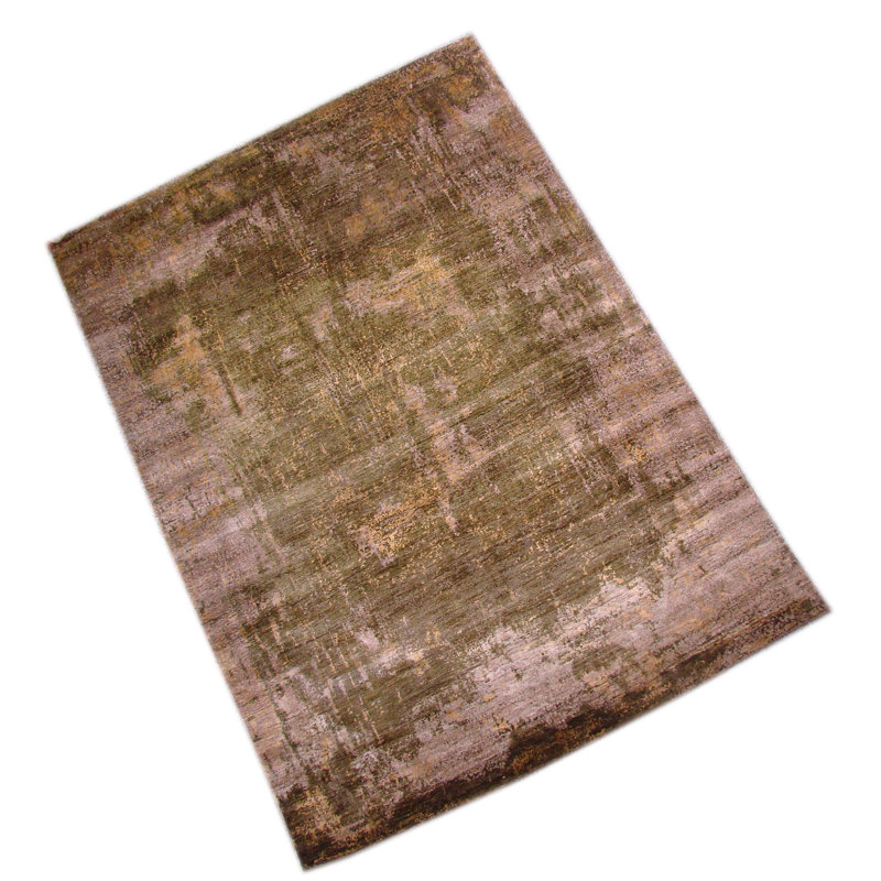 Tapis vert et argent noué à la main de haute qualité