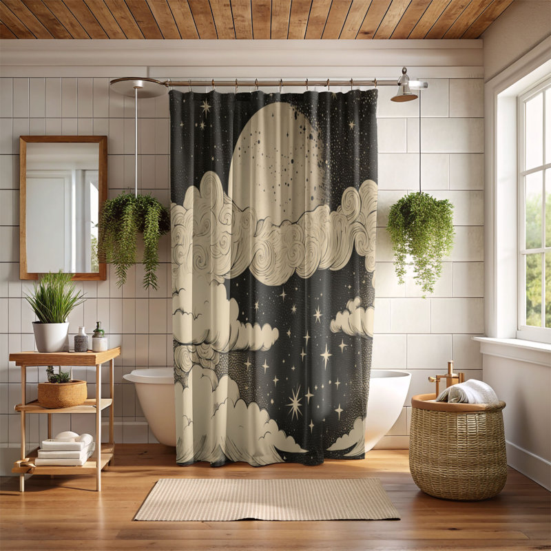 Brattle Abstract Shower Curtain, 74"H x 71"W