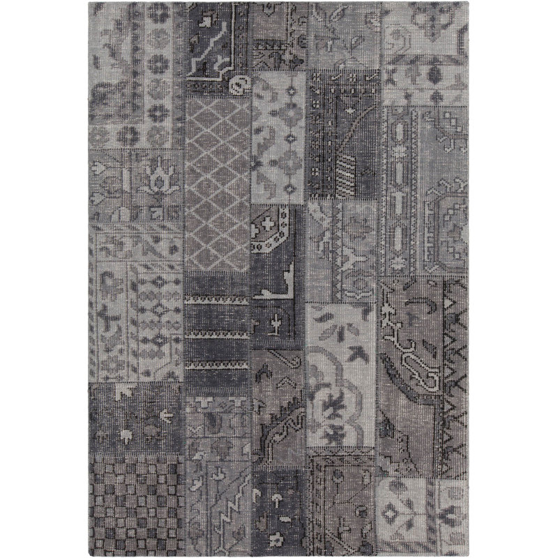 Tapis gris à motif contemporain Donise, Rectangle 5 pi x 7 pi 6 po