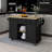 53.1" Rubber Wood Drop-Leaf Countertop Kitchen Cart With 5 Wheels With Storage Cabinet And 3 Drawers-1024431177