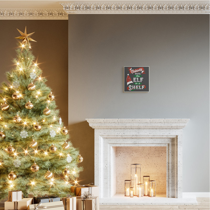 Expression des fêtes Elf chapeau de père Noël rouge vert, Bois naturel, H 12 po x l 12 po x P 0,5 po