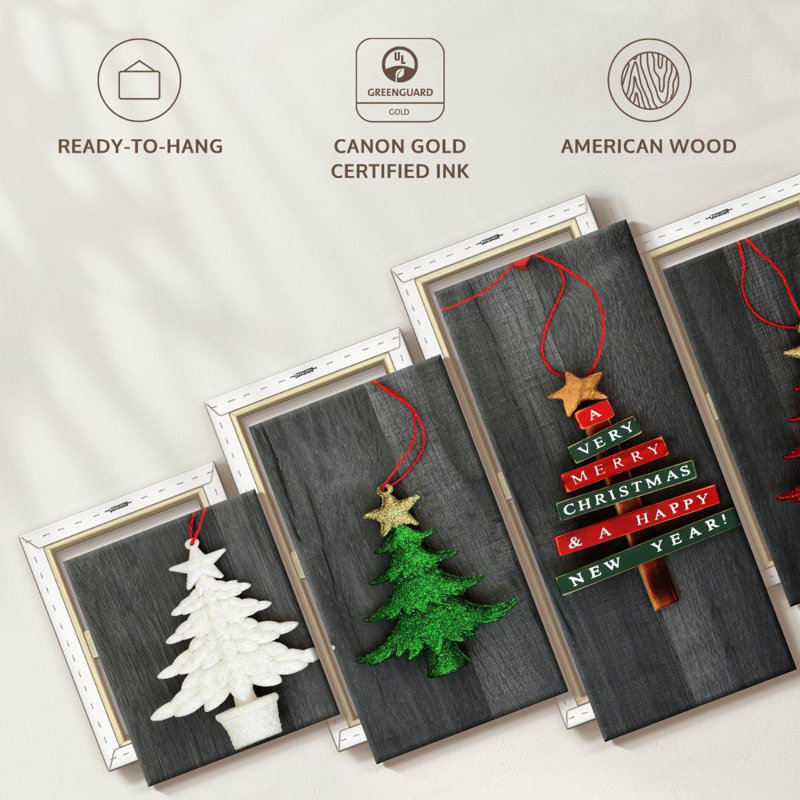 Hanging Christmas Trees - Ensemble de 5 toiles tendues, H 74 po x l 34 po x P 1,25 po