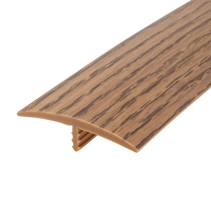 Plastique moulé en T de 1,5 po d'épaisseur x 1,5 po de largeur x 3 000 po de longueur, Grain de bois de chêne