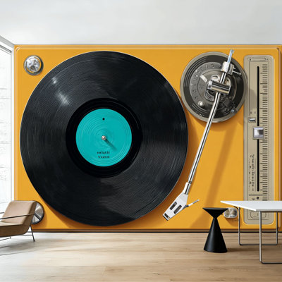 Peel and Stick Wallpaper Wall Mural Vinyl record Vintage record player retro vinyl disc Realistic Wall Art Self Adhesive and Removable