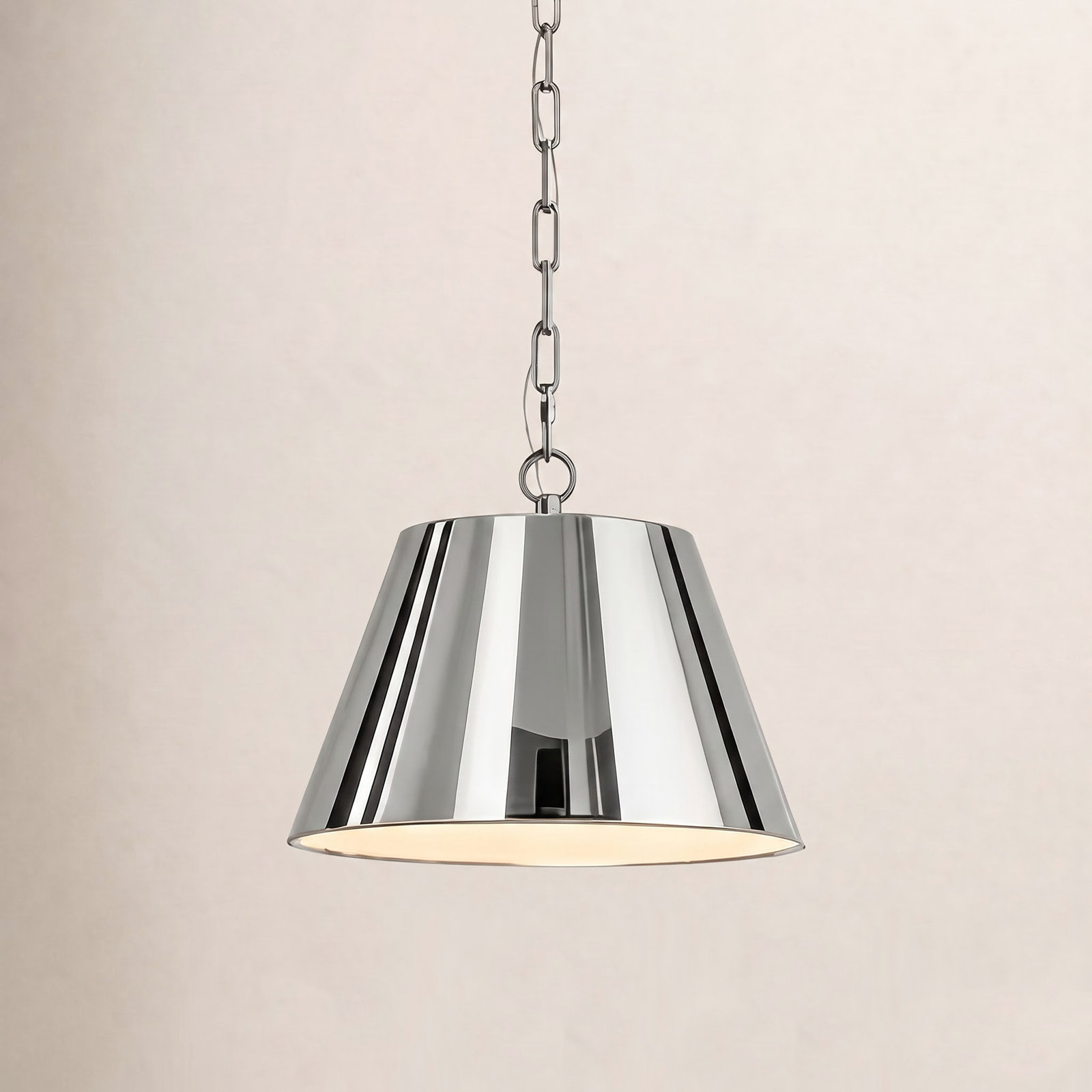 Dimmable Cone Single Light Pendant, 14" H x 11" W x 11" D, Polished Nickel
