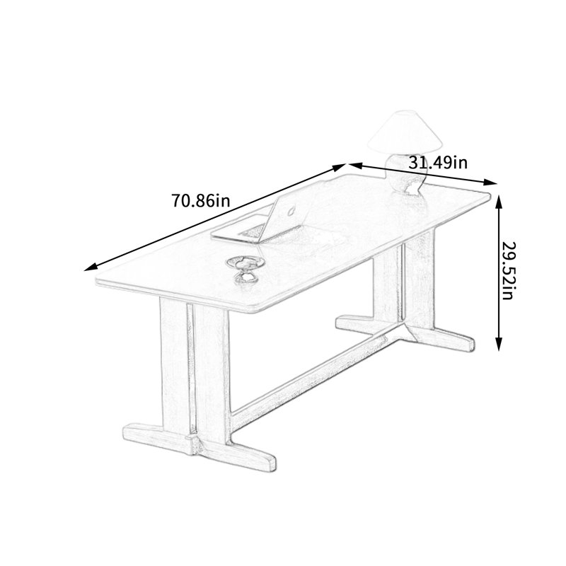 Stable Multi-functional Spacious Rectangular Desk, 29.52" H x 70.86" W x 31.49" D