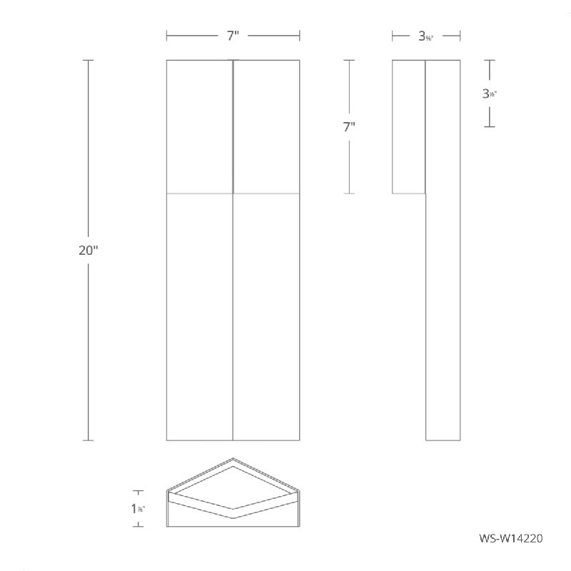 Plafonnier encastré d'extérieur 1 lumière DEL Dusk, H 20 po x l 3,63 po x P 7 po, 14,4 W