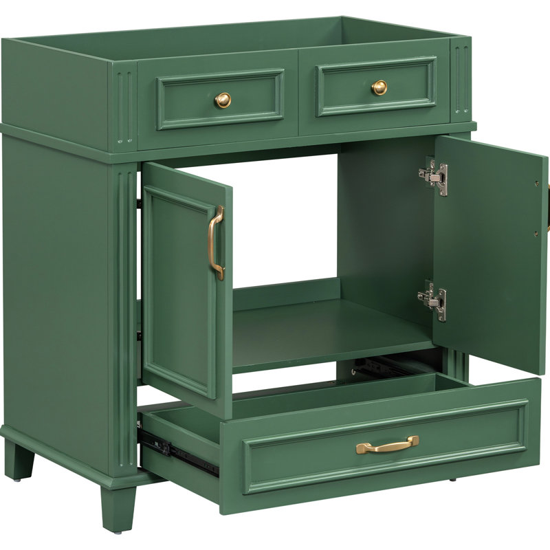 Meuble-lavabo de 30 po en bois massif et style salle de bain, style rétro