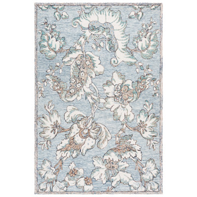 Tapis d'intérieur floral en laine touffeté à la main Blossom