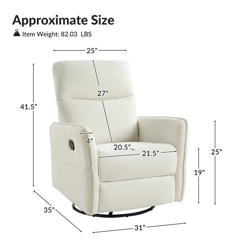 Myha Rocker Swivel Recliner , Ivory