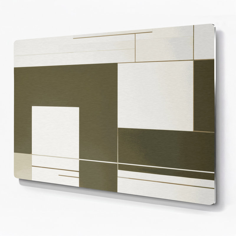 Minimalisme 52, art mural en métal beige, H 20 po x l 24 po