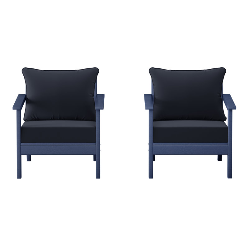 Chaise profonde avec coussins (ensemble de 2), Marine, Marine