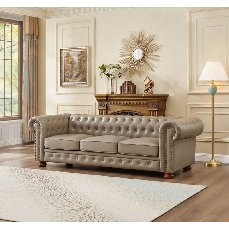 Canapé 88,5 po Chesterfield, Ivoire ivoire