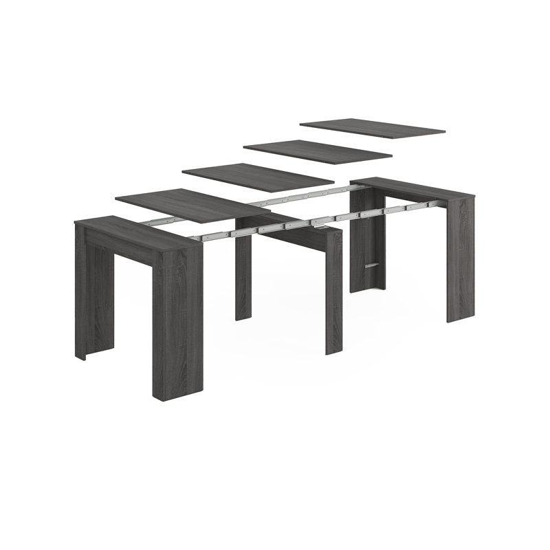 Console Table Compton, Extendable Dining Table With Multipurpose Extensions Up To 10 Seats, Black